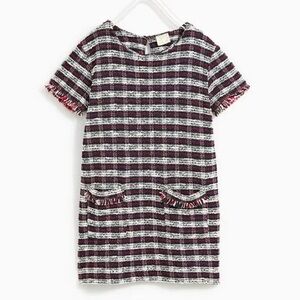 ZARA Plaid Short Sleeve tweed dress with Pockets